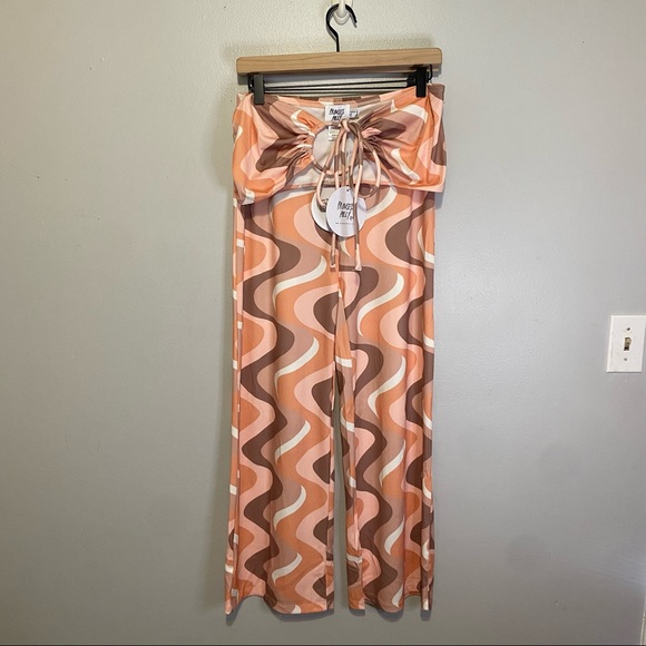 Princess Polly NWT 70s Colorful Swirl Orange Latiana Pants + Top Set Size 8 US - Picture 2 of 11